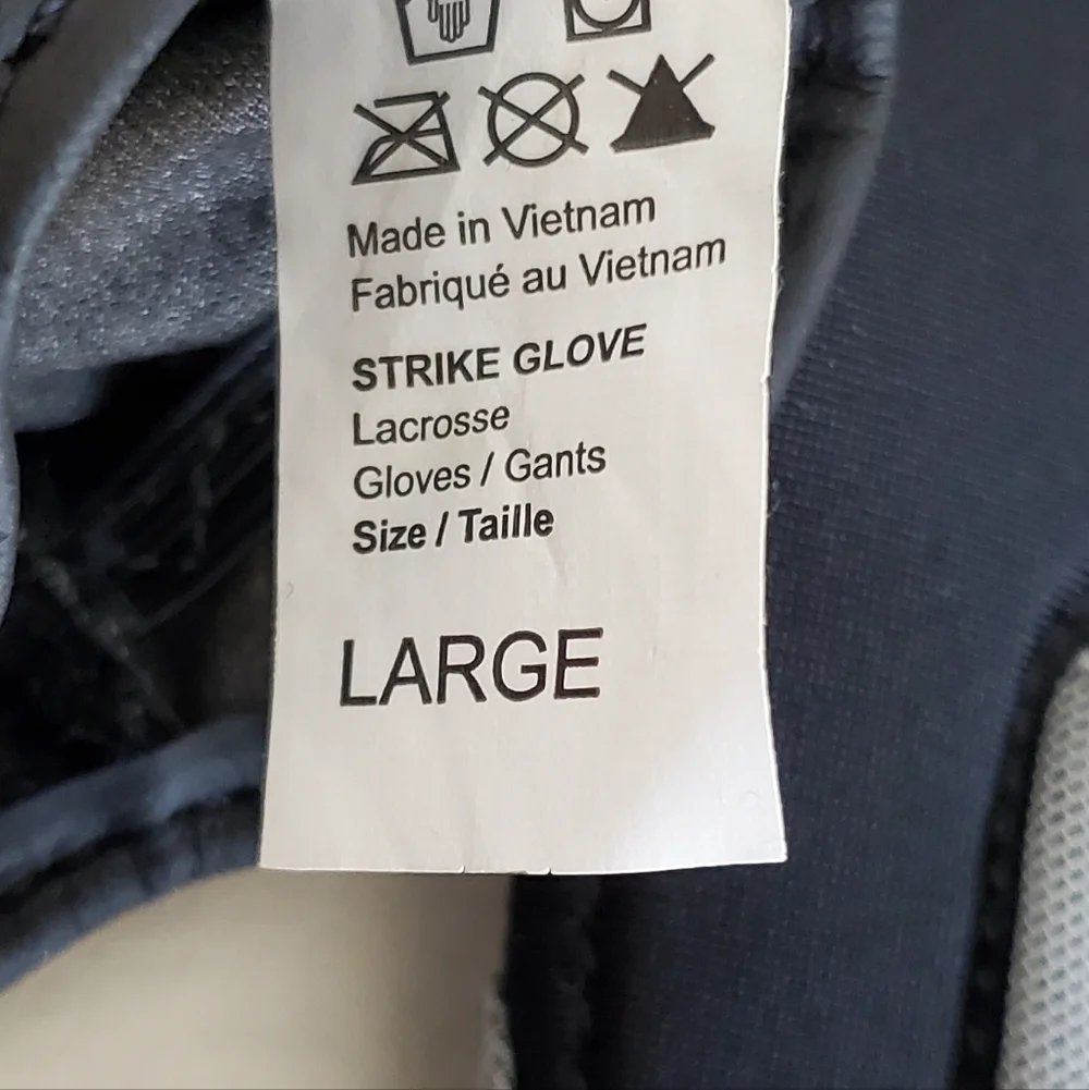 STX LaCrosse Strike Grip Gloves, Black/Grey, Wm Large, NEAR NEW